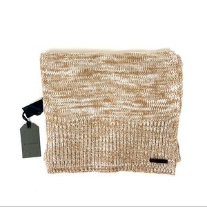 All Saints Almond Brown & White Marled Knit Fall Winter Scarf Neutral New Nwt